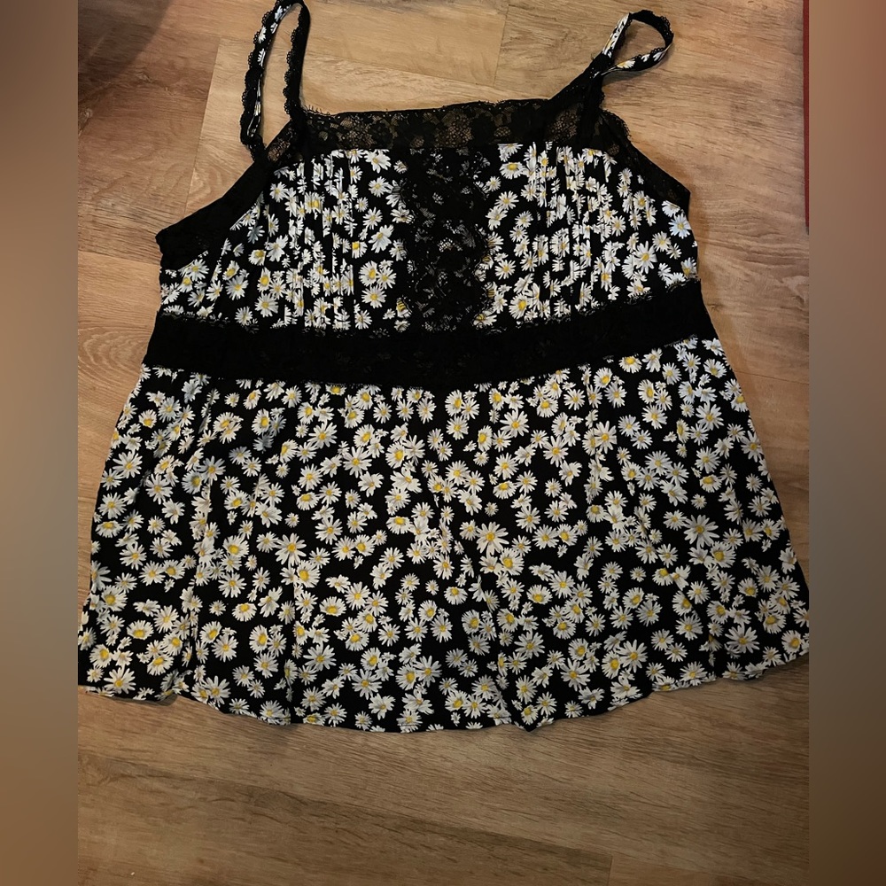 Floral Torrid Baby Doll Top with Lace Details